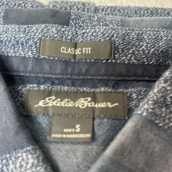 Eddie Bauer Men’s S Button Up Classic Fit Blue Short Sleeve Casual - Picture 2 of 6